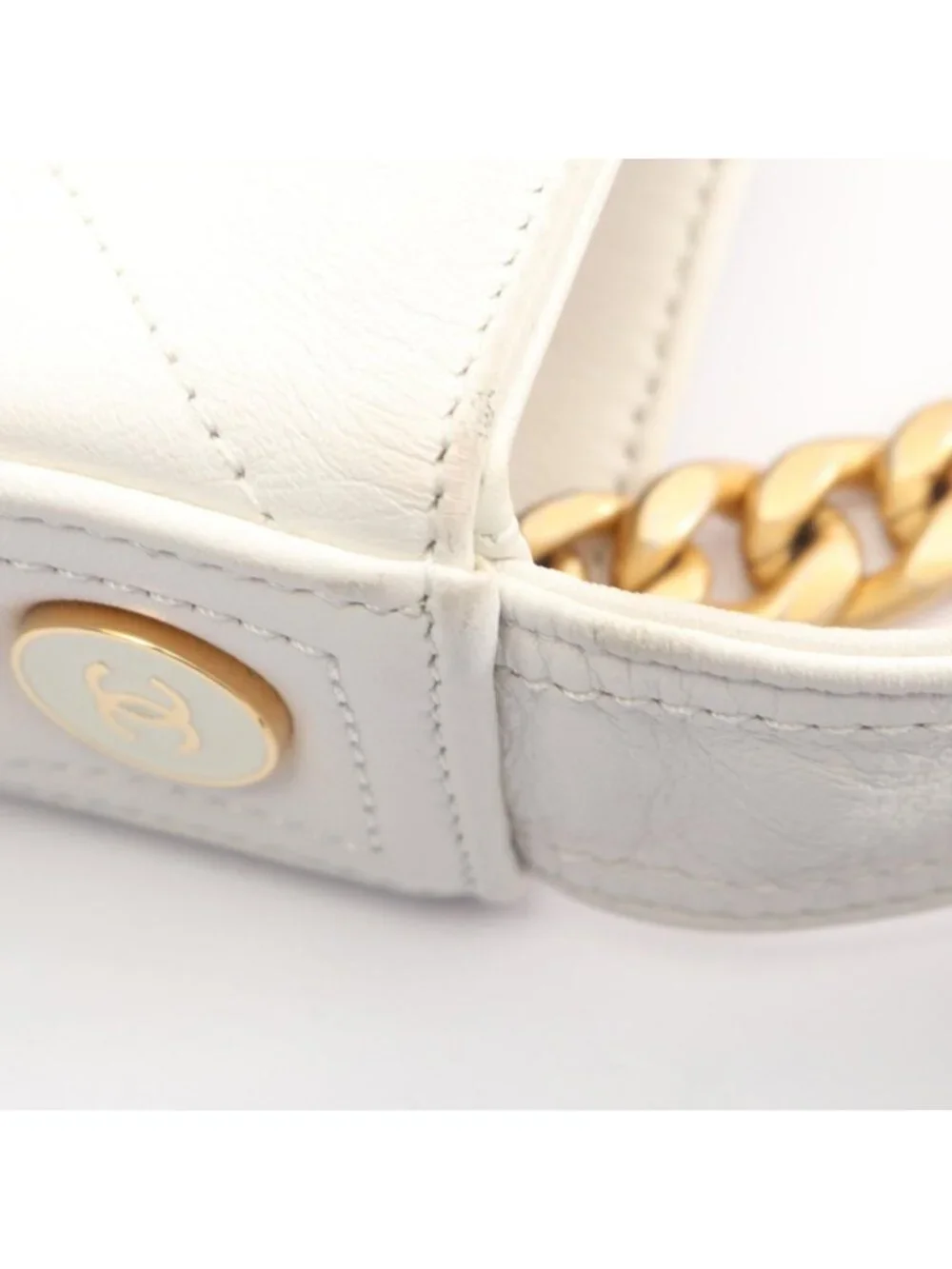 Chanel Shoulder Bag Quilted 2-Way White Lambskin
